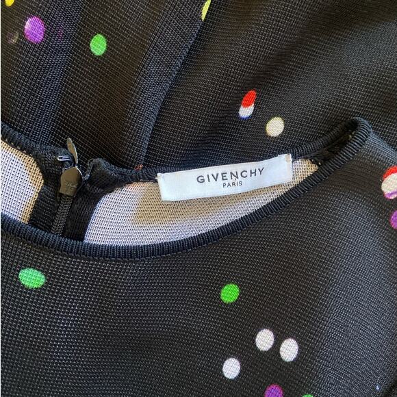GIVENCHY Muticolor Polka Dot Mesh Knit Bodycon Midi Designer Dress Black Medium - Picture 6 of 7